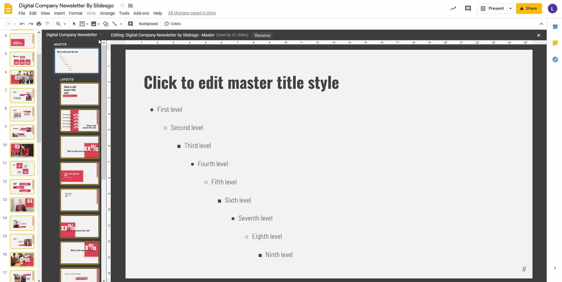 Zeichnen des Textfeldes für die Fußzeile auf der Haupt-Masterfolie