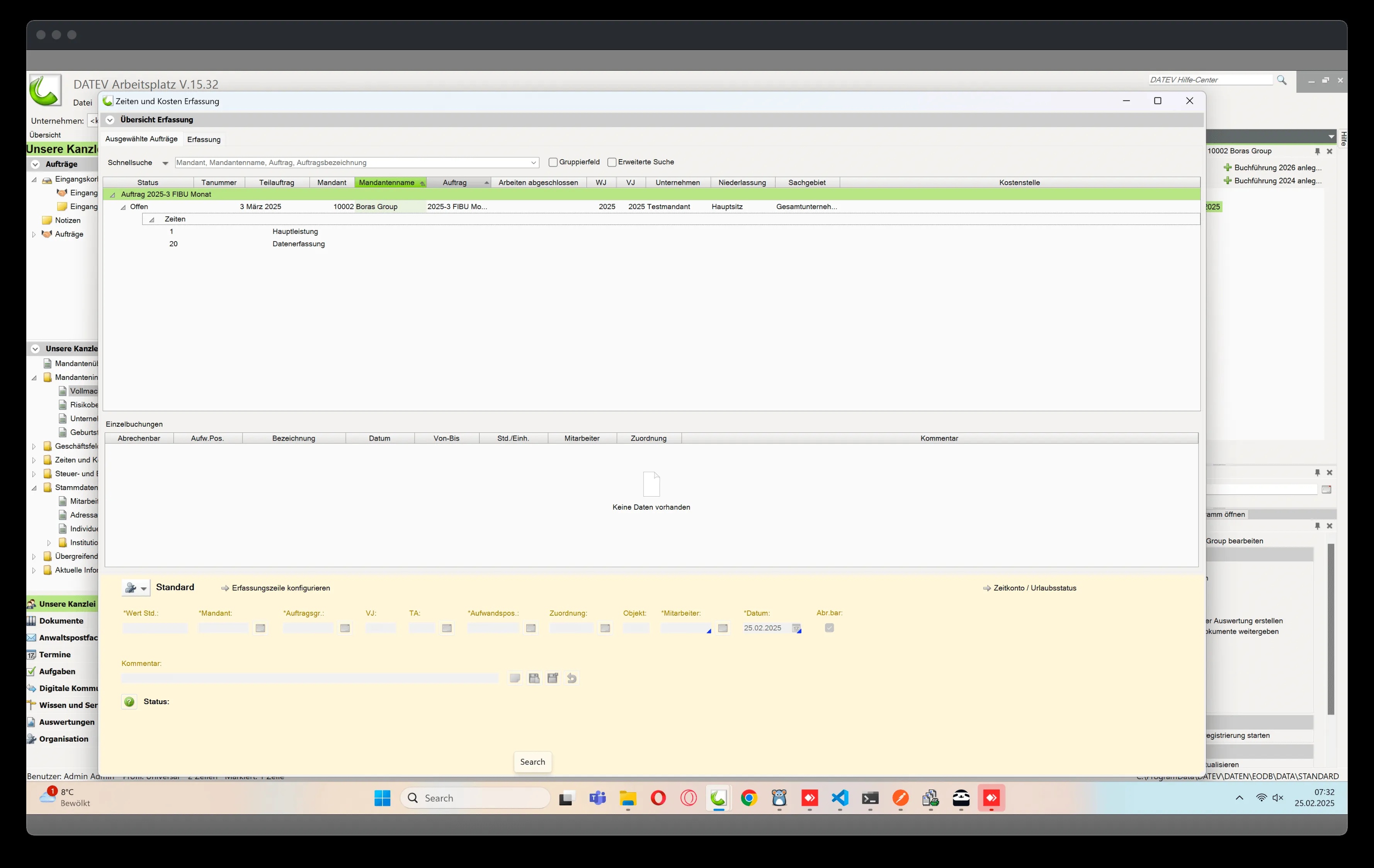 Zeit zur DATEV Leistung hinzufügen