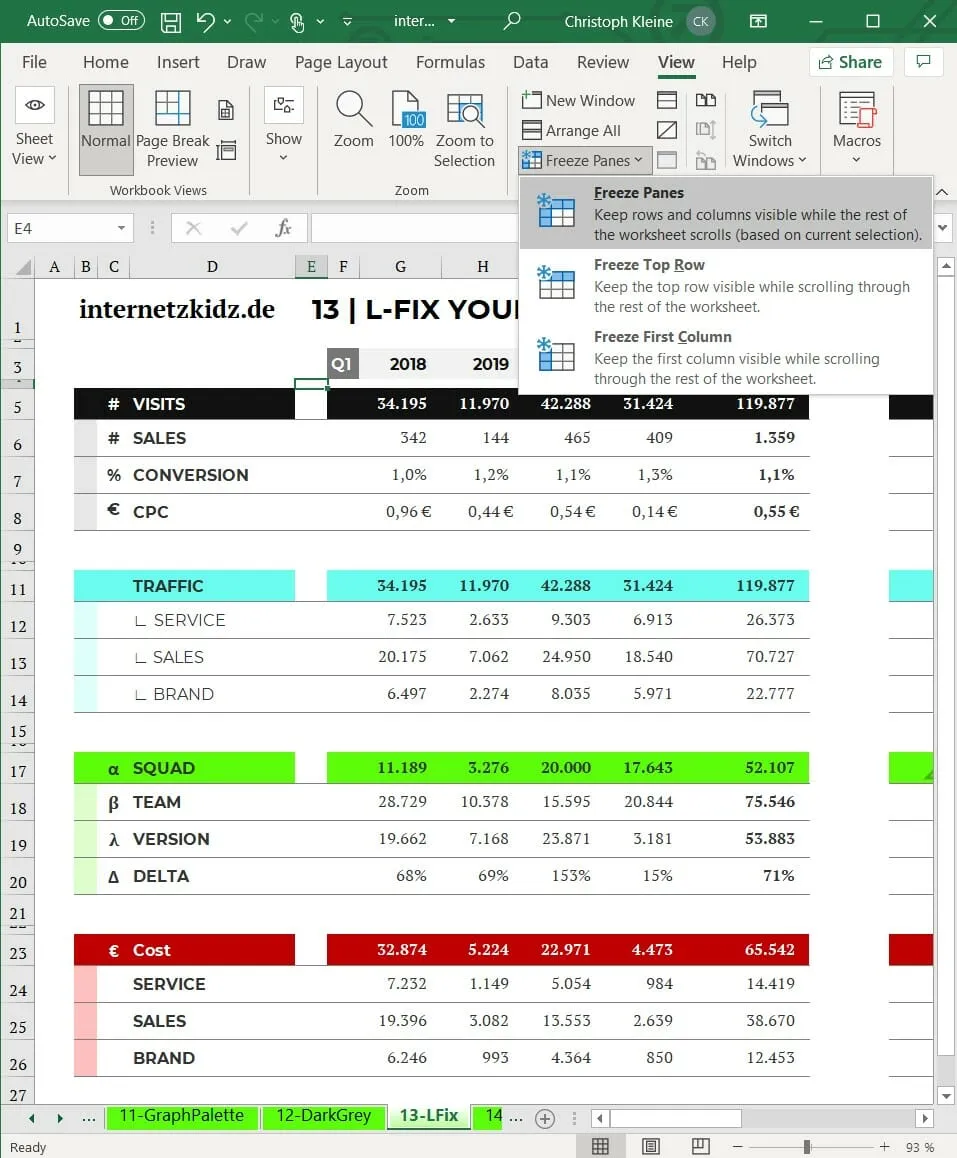 Zellen fixieren in Excel: Anleitung zur Nutzung der L-Fix Funktion