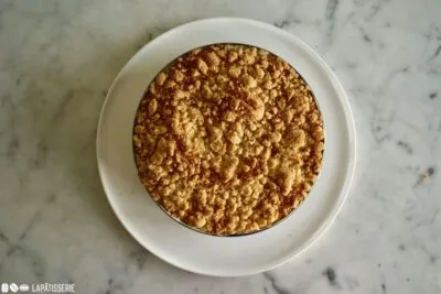 Zubereitungsschritt 10: Die fertige Flockensahnetorte mit Puderzucker bestäubt