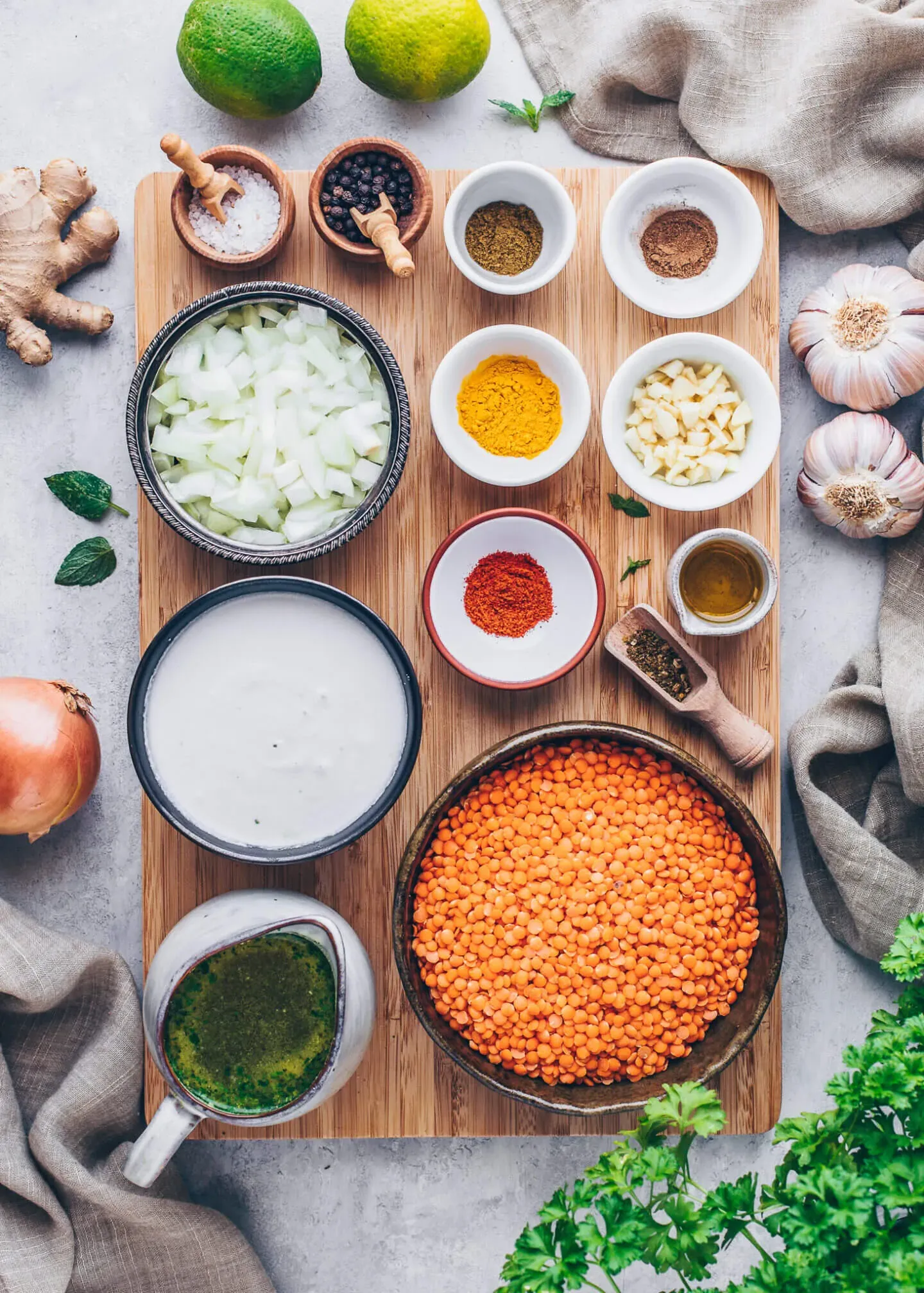 Zutaten für Linsen Dal Curry