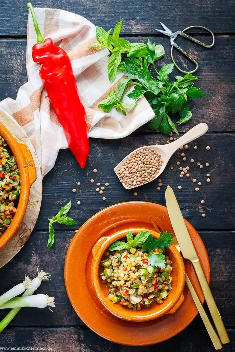 Zutaten für Linsen Salat