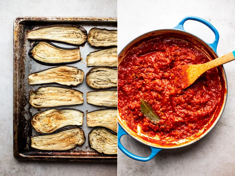 Zutaten für veganes Auberginen-Parmigiana