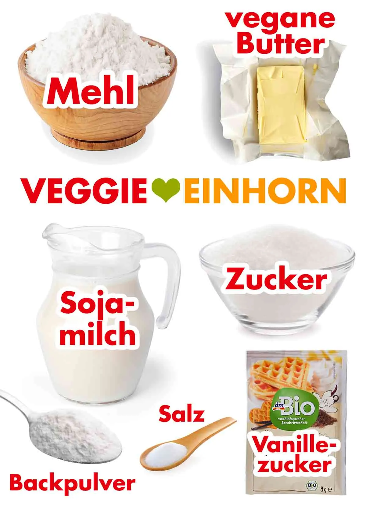 Zutaten für Waffeln ohne Ei