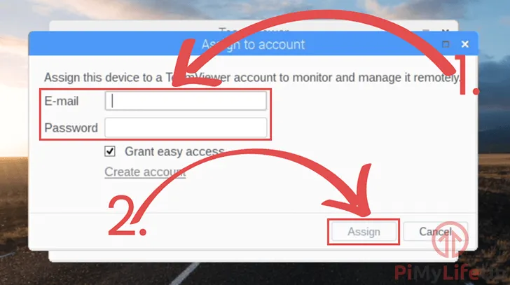 Zuweisung des Raspberry Pi TeamViewer-Hosts zu einem TeamViewer-Konto