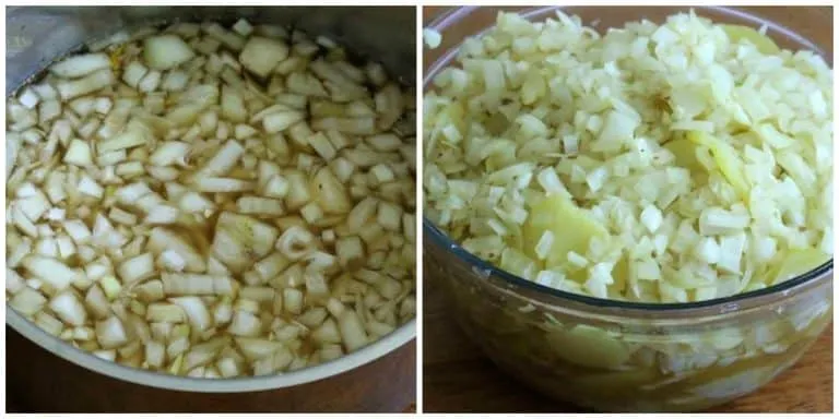 Zwiebeln werden hinzugefügt