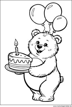 1 Jahr Geburtstag Kuchen Ausmalbild
