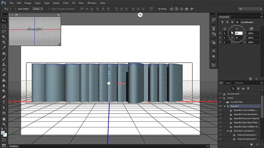 3D-Text nach unten drehen
