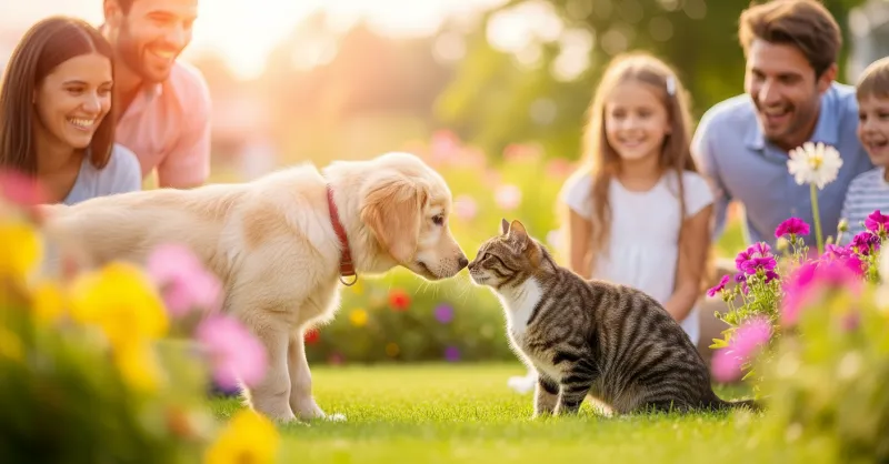 Abbildung der Snautz-Website, die Hunde- und Katzenanzeigen zeigt und die Plattform als vertrauenswürdigen Tiermarkt hervorhebt.