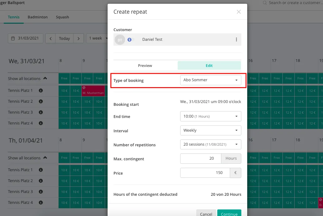 Abo-Zuweisung in Buchung