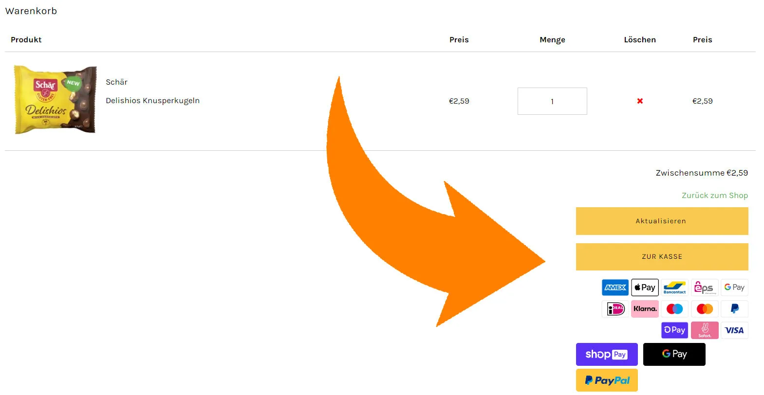 Abschluss des Einkaufs im Online-Shop