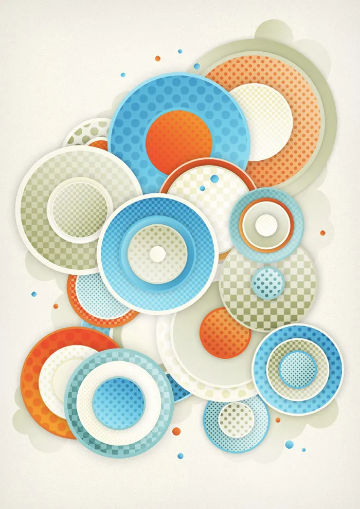 Abstraktes Design mit Mustern und Kreisen