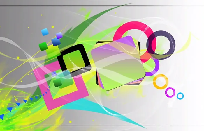 Abstraktes Design mit Quadraten und Kreisen