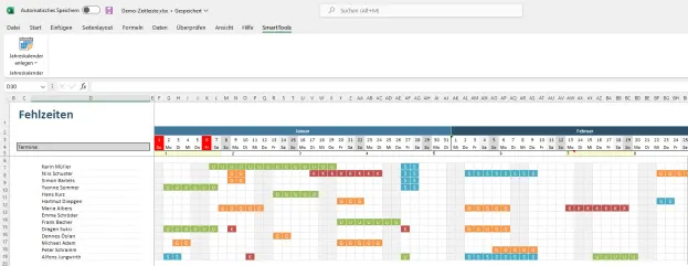 Abwesenheitsübersicht als Gantt-Diagramm direkt aus Outlook-Terminen erstellt