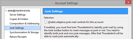 Adaptive Junk-Mail-Kontrollen deaktivieren