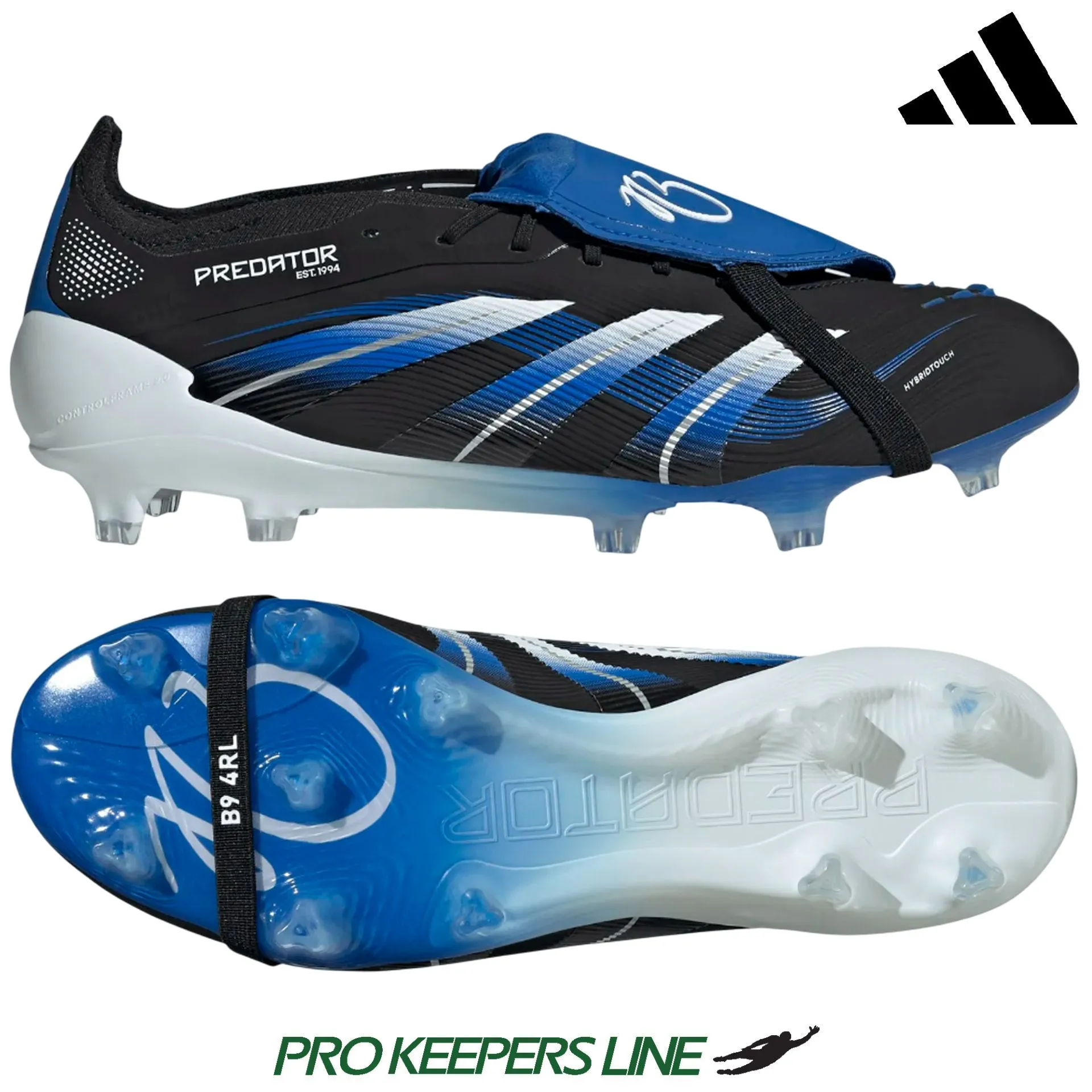 Adidas Predator Elite FT FG Torwarthandschuhe in Schwarz/Weiß/Glow Blau