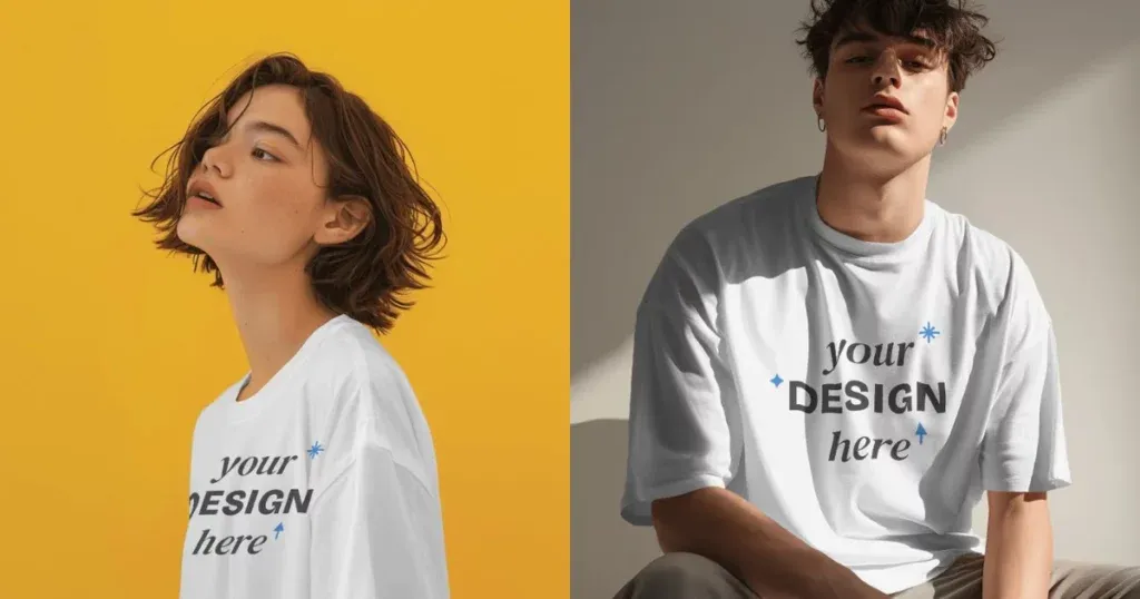 Amerikanische Model-T-Shirt-Mockups in Mockey.ai