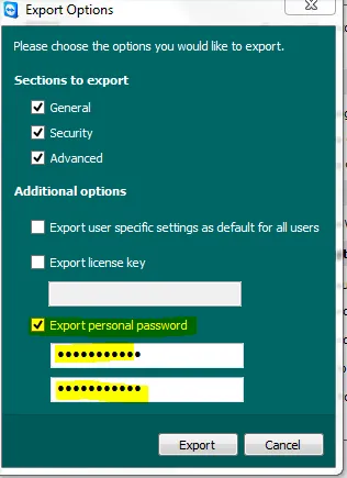 Ankreuzfeld für persönliches Passwort