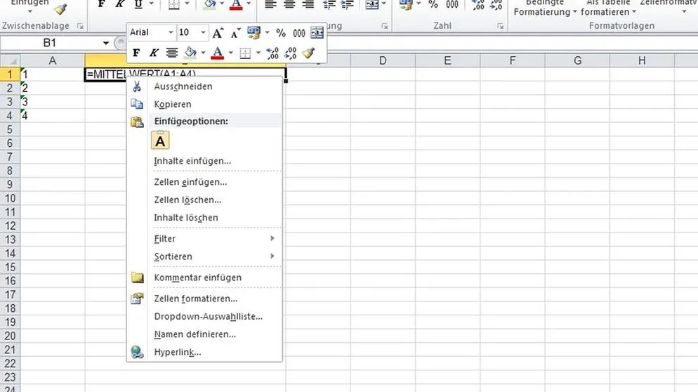 Anpassbare Formatierungsoptionen für Zellen in einer Tabellenkalkulation