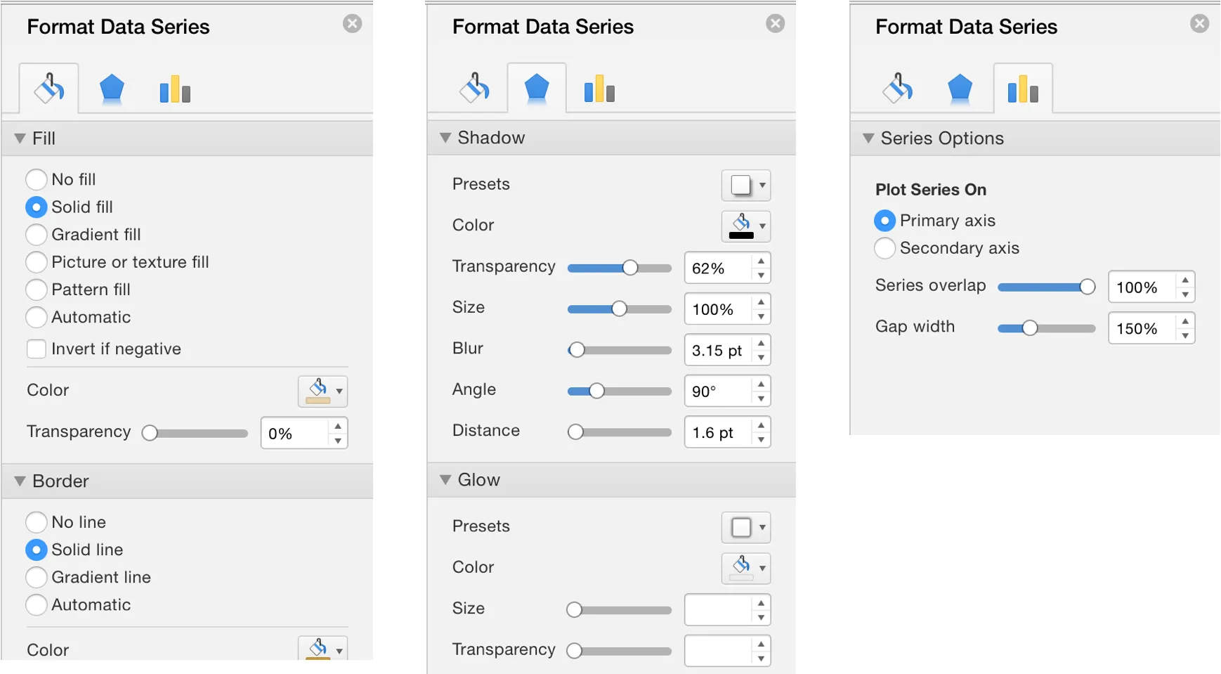 Anpassungsmöglichkeiten für Diagramme über den Formatierungsbereich in Excel