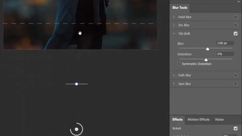 Anwenden des Tilt-Shift-Filters zur Erzeugung von Hintergrundunschärfe