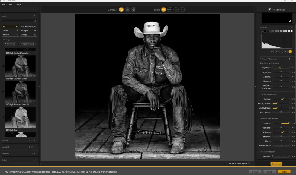 Anwendung des "High Structure (harsh)"-Presets in NIK 6 Silver Efex.