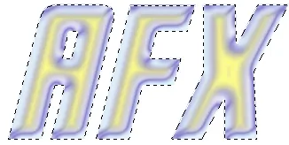 Anwendung eines blauen bis gelben Farbverlaufs als Kontur, um dem Text eine farbige Tiefe zu verleihen