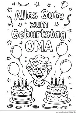 Ausmalbild Alles gute zum Geburtstag Oma