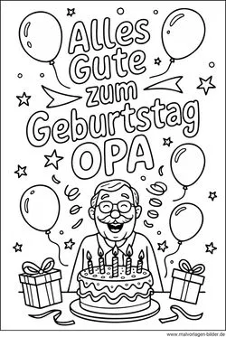 Ausmalbild Opa hat Geburtstag
