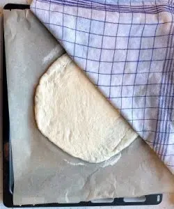 Ausrollen des Teiges zu runden Fladen.