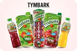 Auswahl an farbenfrohen Tymbark Säften und Erfrischungsgetränken
