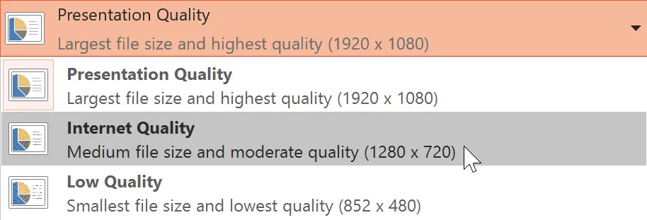 Auswahl der Videoqualität in PowerPoint 2016