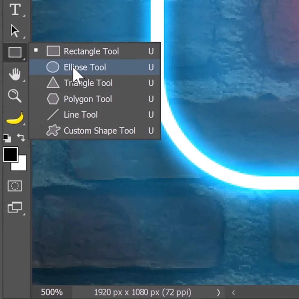 Auswahl des Ellipse-Werkzeugs