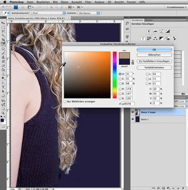 Auswahl von Haarfarben für den Pinsel