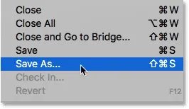 Auswahl von 'Speichern unter' unter dem Menü 'Datei'.