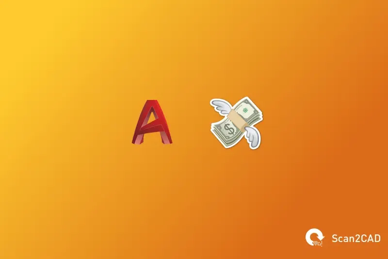 AutoCAD-Logo mit Geldsymbolen