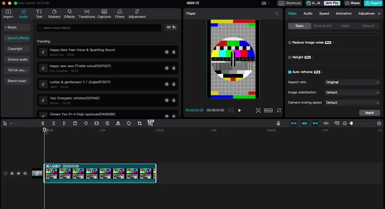 Automatische Neugestaltung und Bearbeitung in CapCut