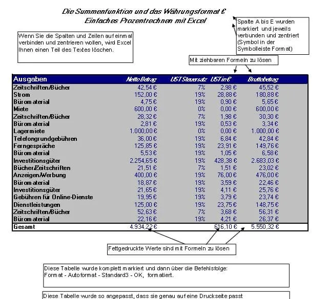 Autosumme und Autoformat in Excel anwenden, um Tabellen schnell und effektiv zu gestalten