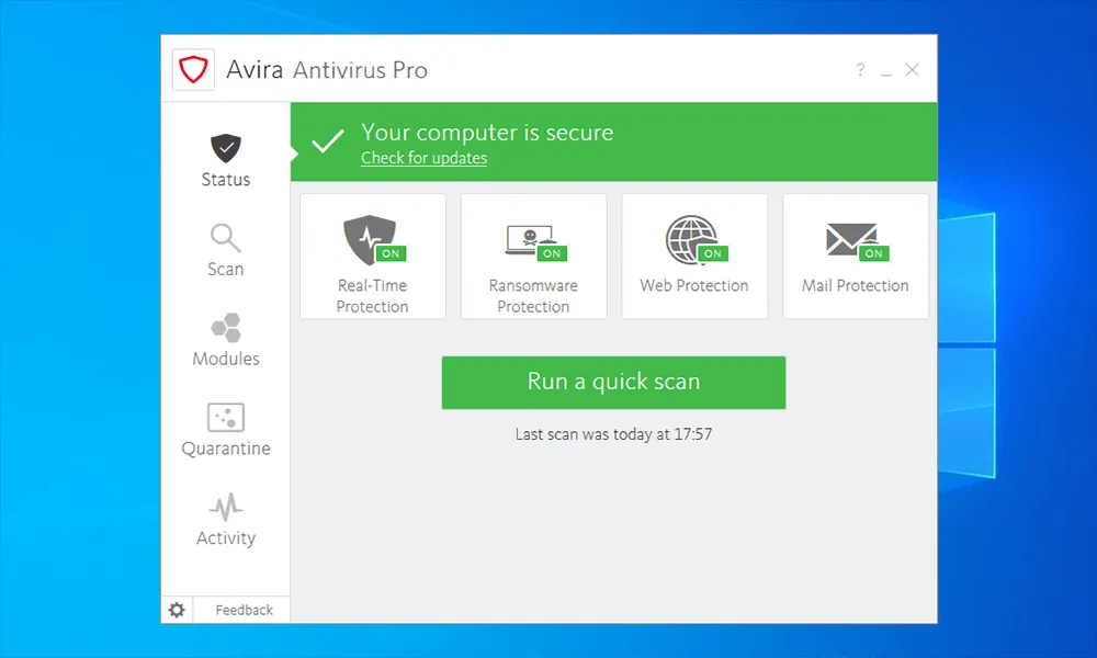 Avira Client-Oberfläche, leicht verständlich