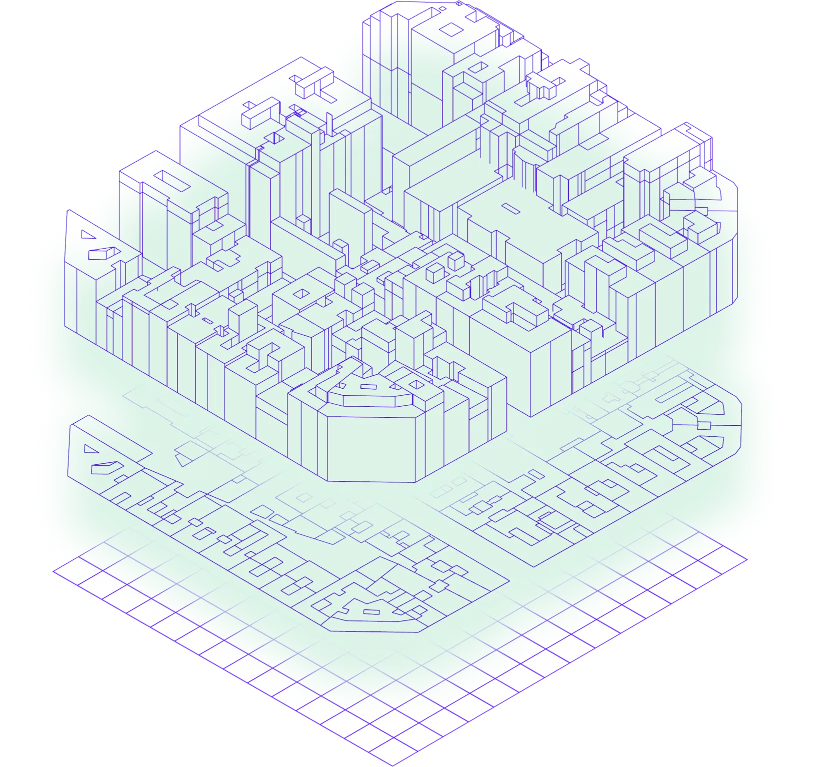 Bearbeitung von Gebäudeumrissen und Infrastruktur in einer CAD-Software