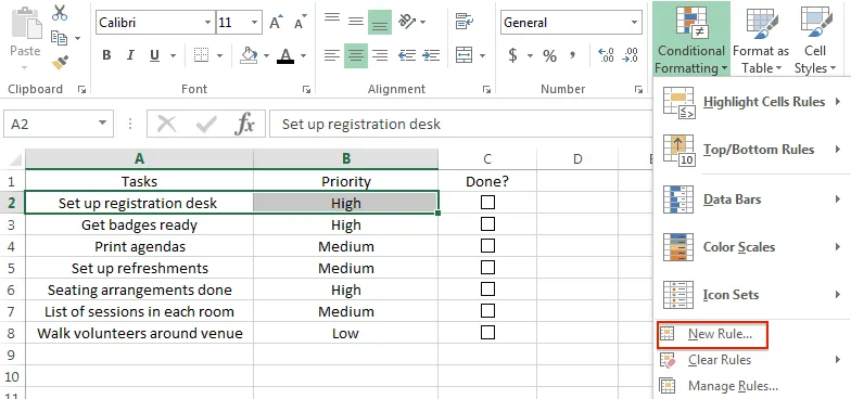 Bedingte Formatierung in Excel