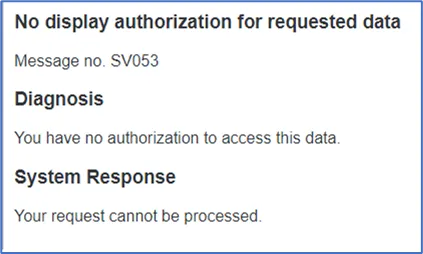 Beispiel einer typischen Fehlermeldung bei fehlenden SAP Fiori Berechtigungen