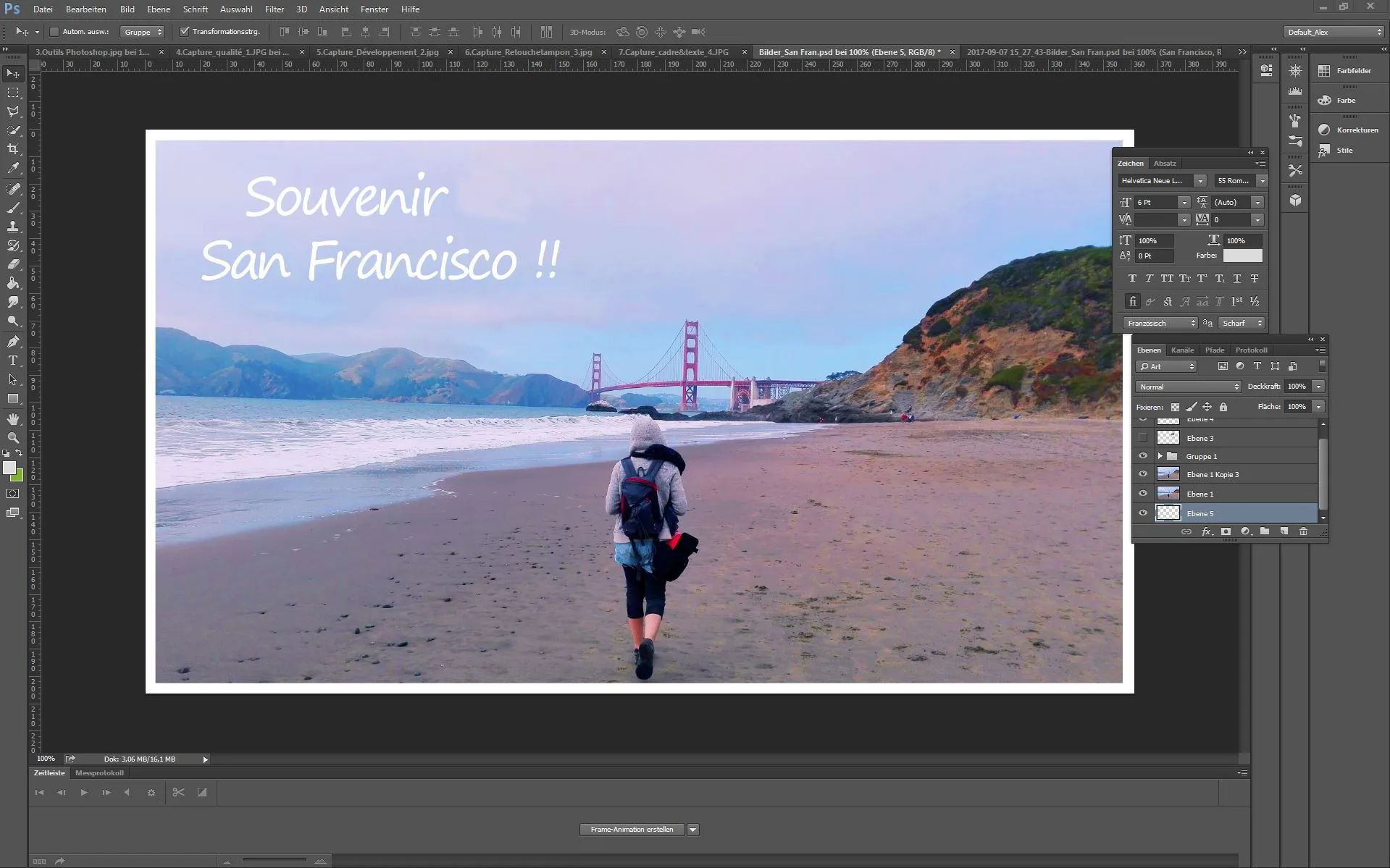 Beispiel eines Bildes mit Rahmen und Text in Photoshop