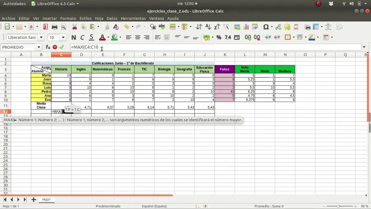 Beispiel für die fehlende Formel-Tooltip-Anzeige in LibreOffice Calc, die die Syntax der eingegebenen Funktion anzeigt