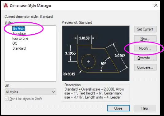 Bemaßungsstil - Textstil-Bearbeitung