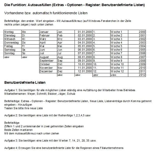 Benutzerdefinierte Listen in Excel anlegen und die Autoausfüllfunktion für effizientes Arbeiten nutzen