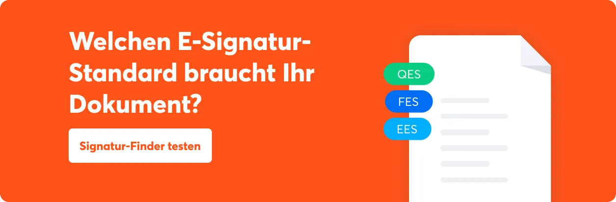 Benutzeroberfläche eines Online-Dienstes zum Finden passender E-Signatur-Lösungen