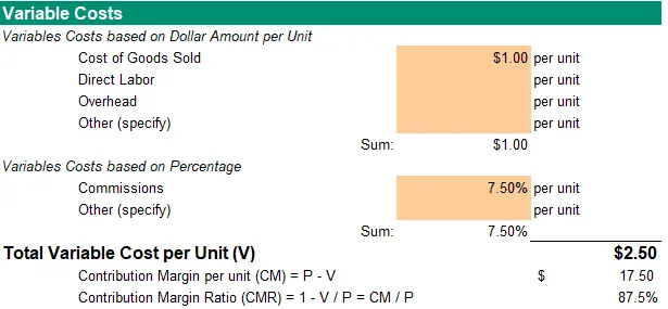 Berechnung der variablen Kosten pro Einheit