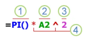 Bestandteile einer Excel-Formel: Funktion, Zellbezug, Konstante, Operator