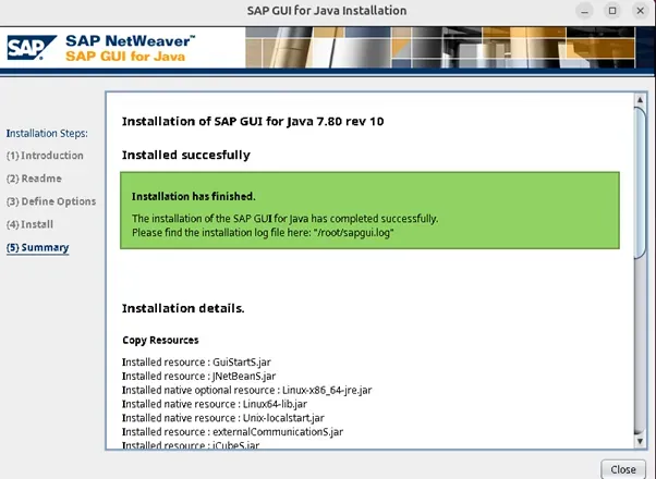 Bestätigung der erfolgreichen Installation der SAP GUI 770 auf dem System